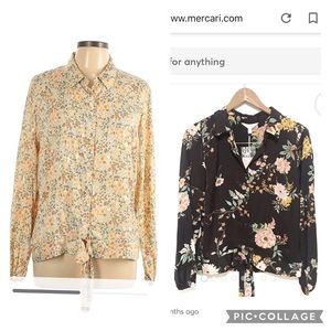 Bundle LC Lauren Conrad floral button down  bottom tie blouses.size small.